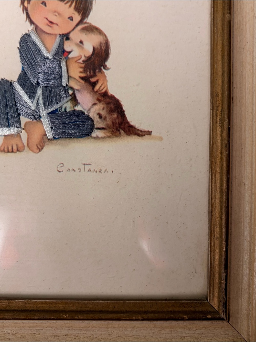 Vintage Decorative Wall Art Print with Children Illustration In Pajamas - Picture 6 of 8